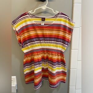 Tea Collection Colorful Striped Cinched Waist Tunic Top / Size 8 / VGUC
